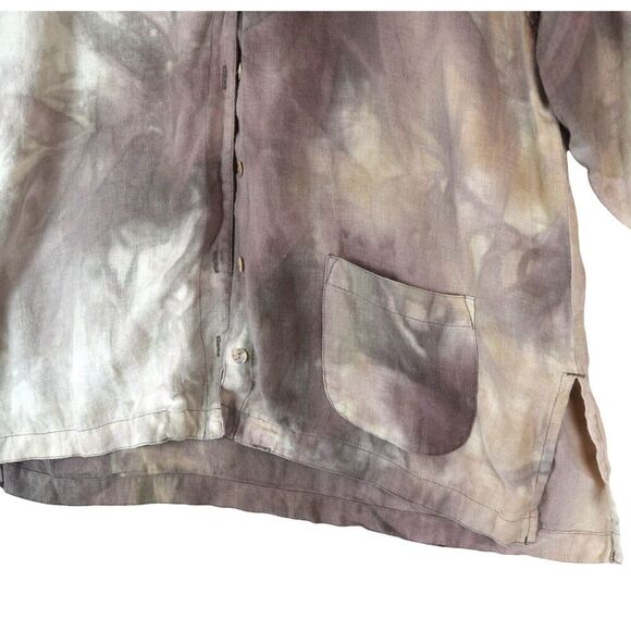 VTG Chico’s Design Linen Blouse Size 1 (M) Button Front Tie-Dye Boho Lagencore - Picture 11 of 11